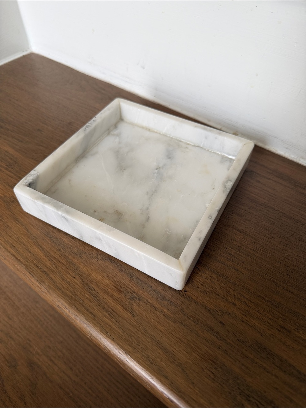 White Marble Square Decorative Tray - Home Bath and Vanity 6.5” x 6.5”